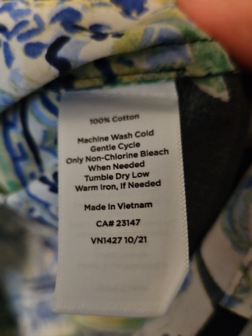 Talbots Black Button-Front Shirt with Blue & Green Ceramic Jar Print - Picture 5 of 6
